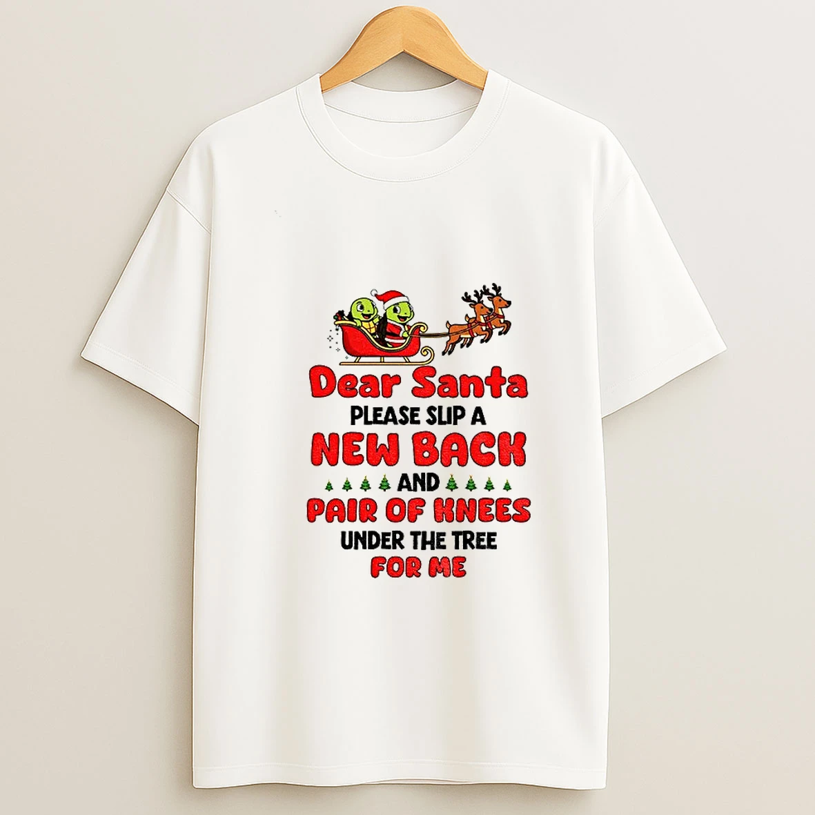 Turtle Santa Claus Dear Santa Please Slip A New Back And Pair Of Knees Under The Tree For Me Merry Christmas Tshirt Hoodie