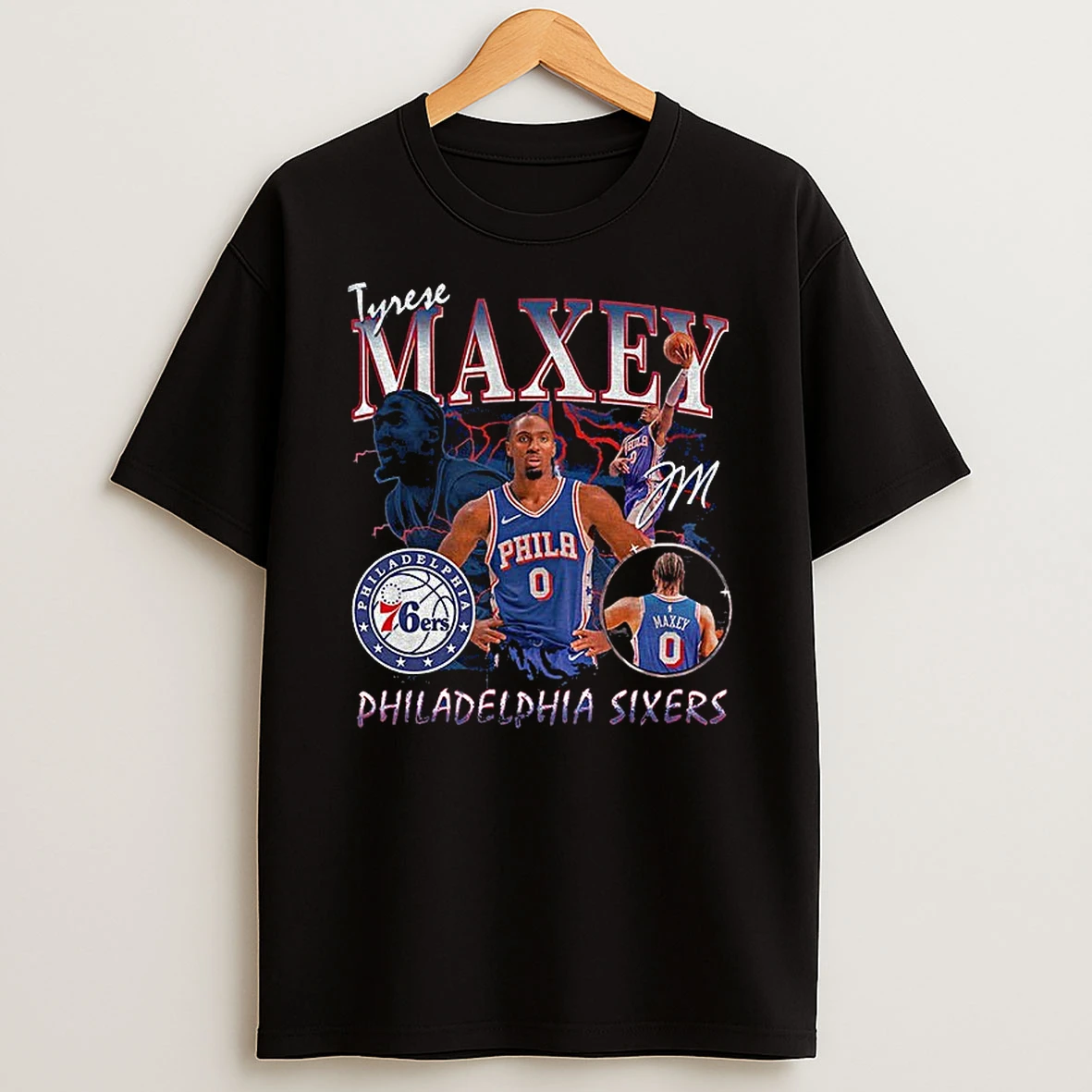 Tyrese Maxey Philadelphia 76ers Player Legacy Basketball Nba 2025 Graphic Tshirt Hoodie