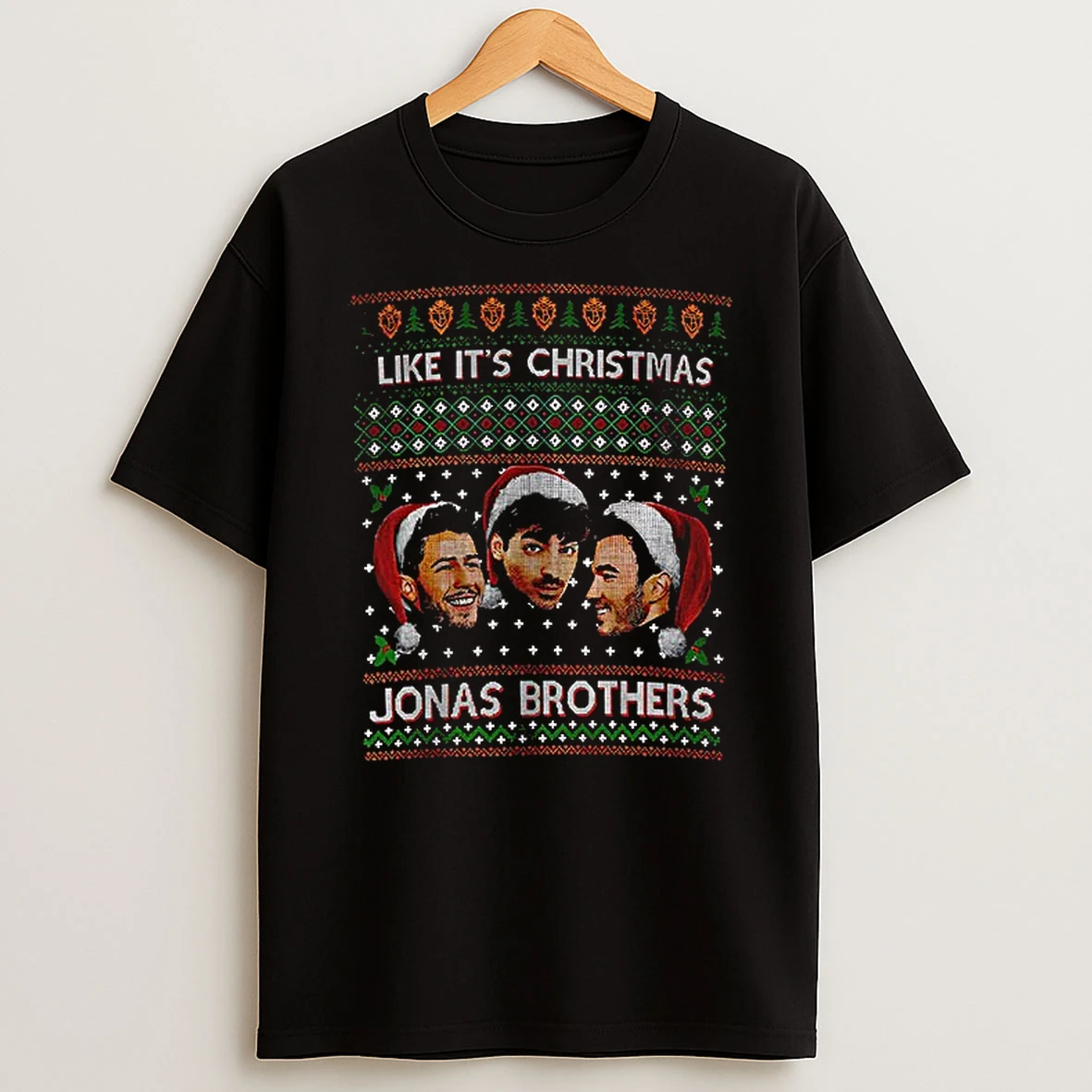 Ugly Christmas Jonas Brothers Holiday Like Its Christamas Tshirt Hoodie