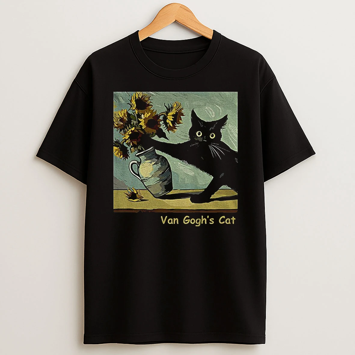 Van Goghs Cat Sunflowers Graphic Funny Art Parody Tshirt Hoodie