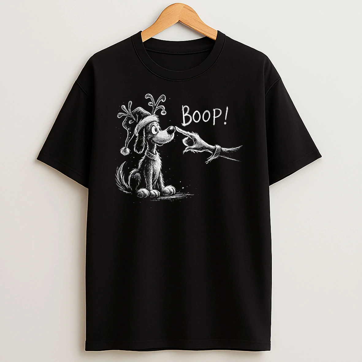 Vintage Christmas Boop Max Dog Santa Hat Tshirt Hoodie