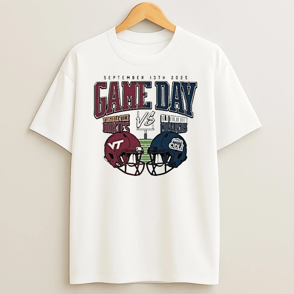 Virginia Tech Hokies Vs Old Dominion Monarchs 2025 Gameday Helmet Matchup Tshirt Hoodie
