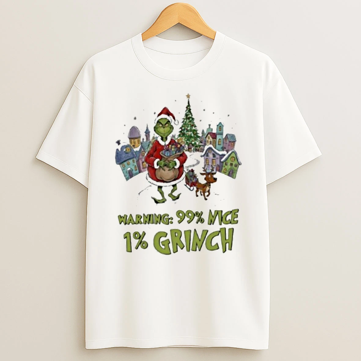 Warning 99 Percent Nice 1 Percent Grinch Christmas Tshirt Hoodie