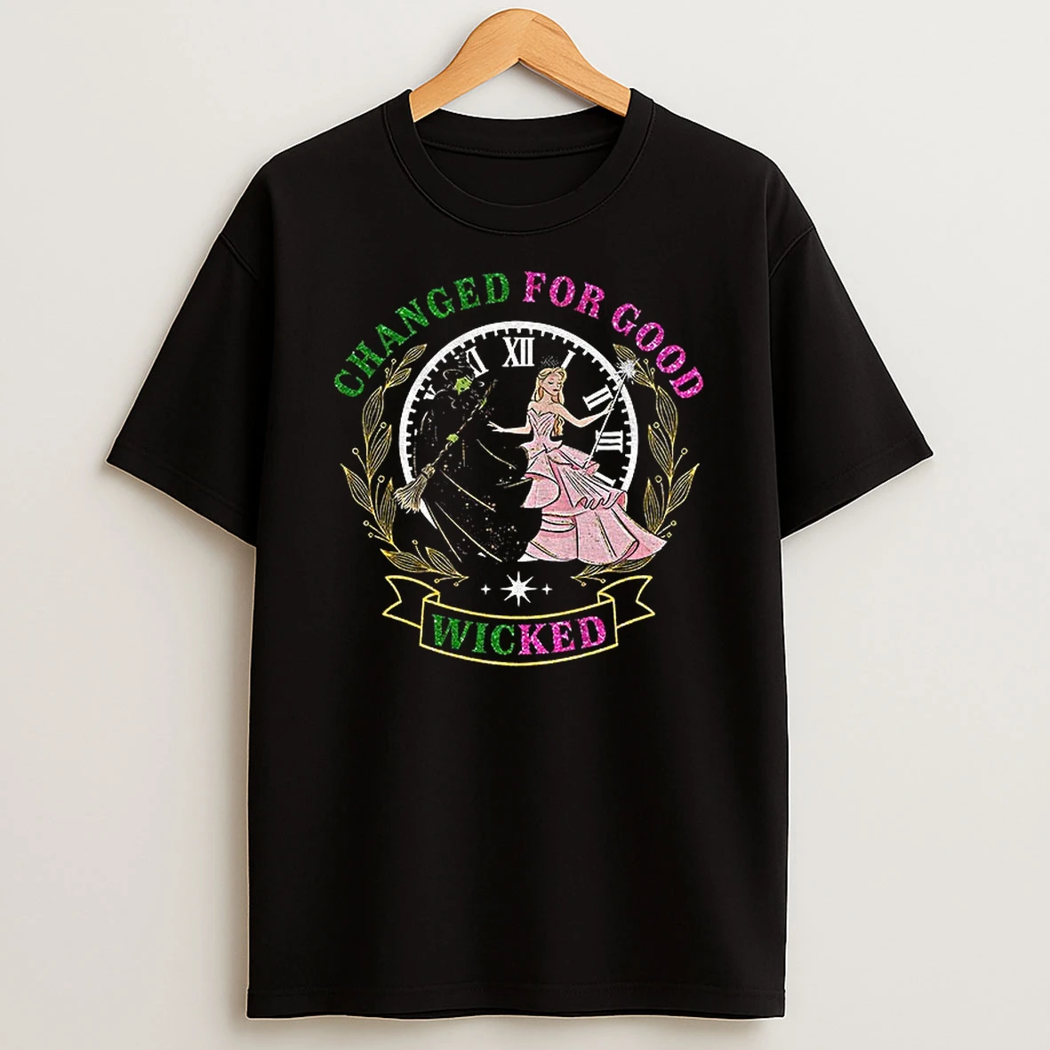 Wicked Movie Changed For Good Coquette Bow Glitter Wicked Tshirt Hoodie