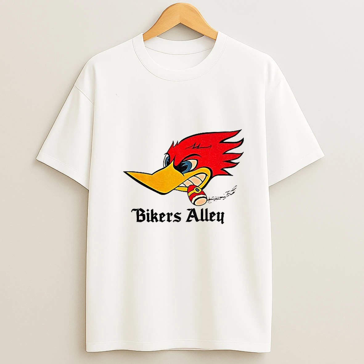 Woody Woodpecker Smoking Bikers Alley Logo Tshirt Hoodie
