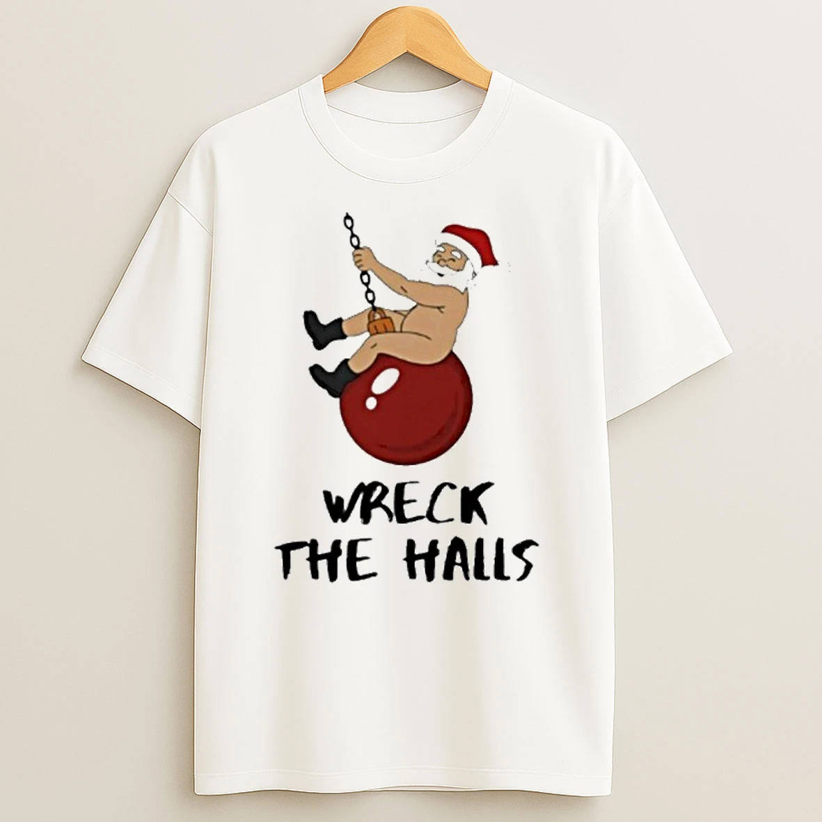 Wreck The Halls Christmas Santa Tshirt Hoodie