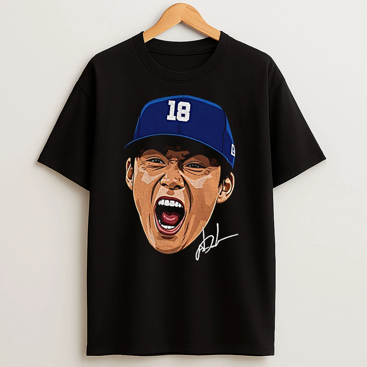 Yoshinobu Yamamoto Screaming Big Face Los Angeles Dodgers Mvp Baseball World Series 2025 Signature Tshirt Hoodie