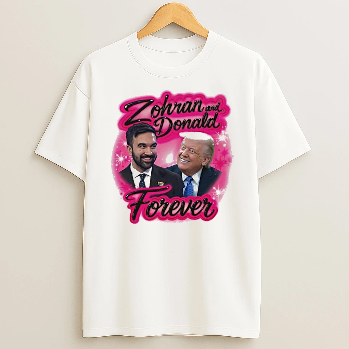 Zohran And Donald Airbrush 2025 Tshirt Hoodie