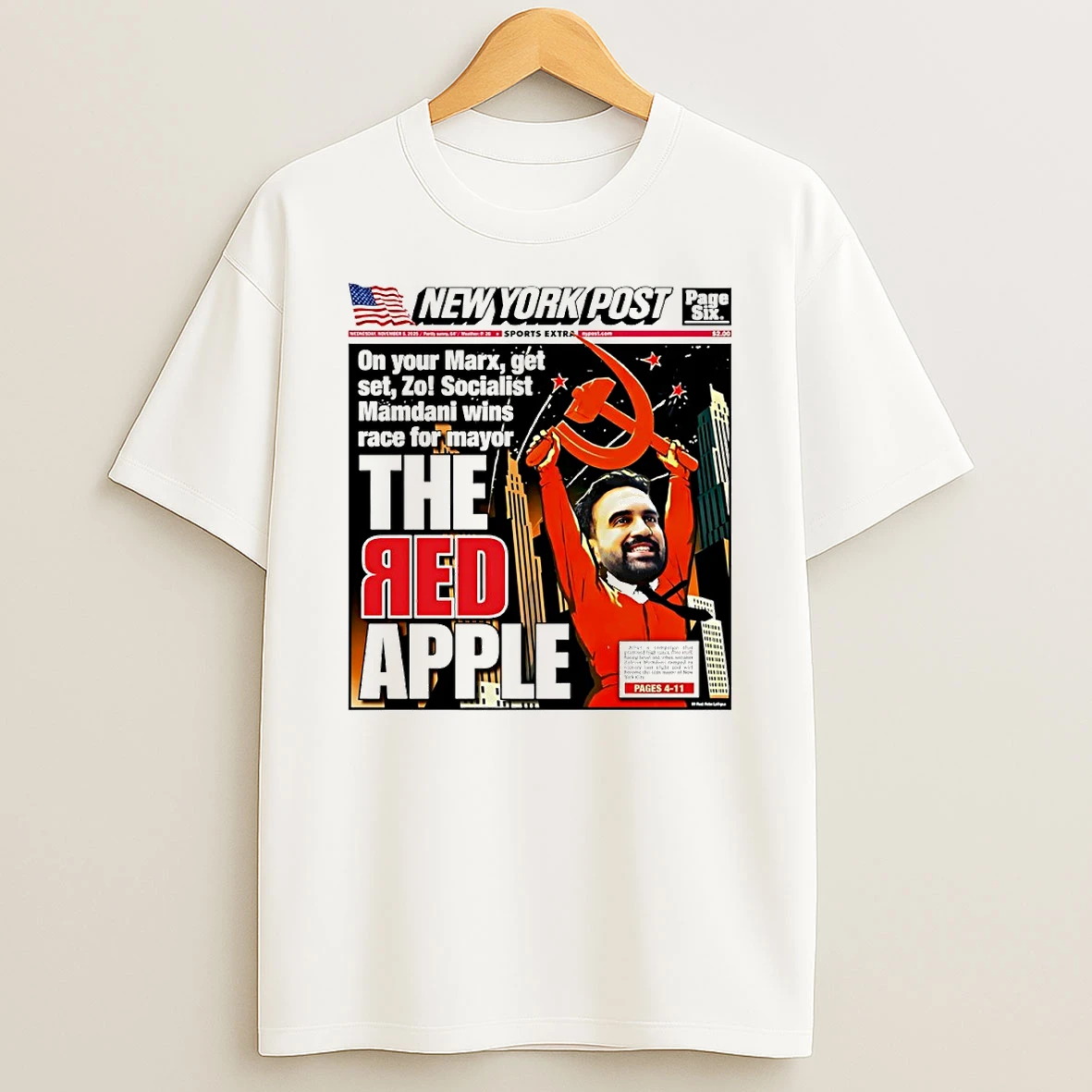 Zohran Mamdani New York Post The Red Apple Circle Tshirt Hoodie