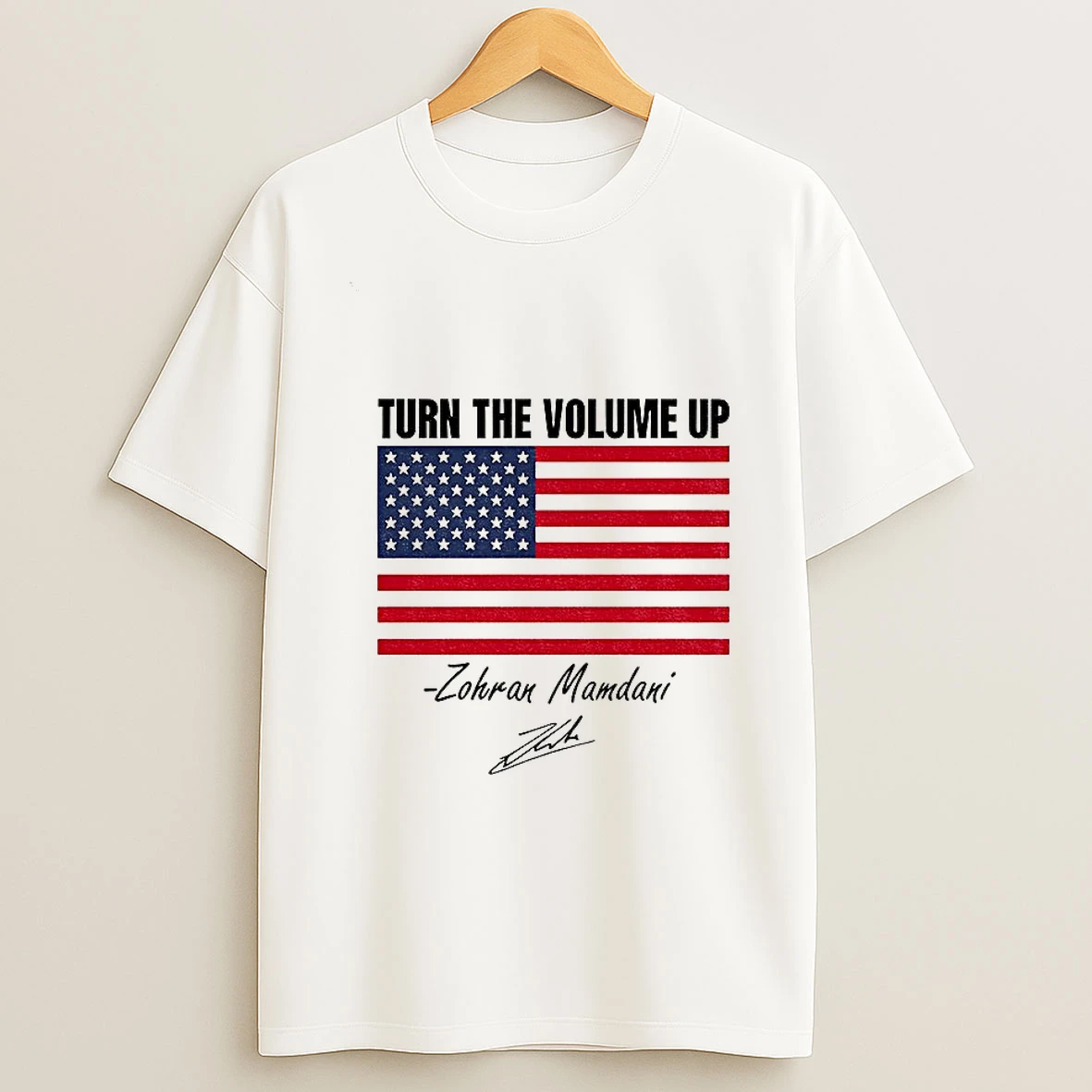 Zohran Mamdani Turn The Volume Up Nyc American Flag Signature Tshirt Hoodie