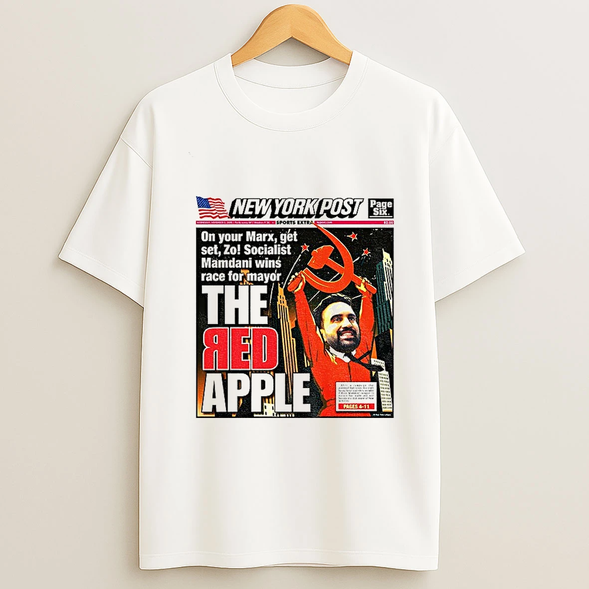 Zohran Mamdani Wins 2025 Nyc Mayoral Election The Red Apple New York Post Tshirt Hoodie