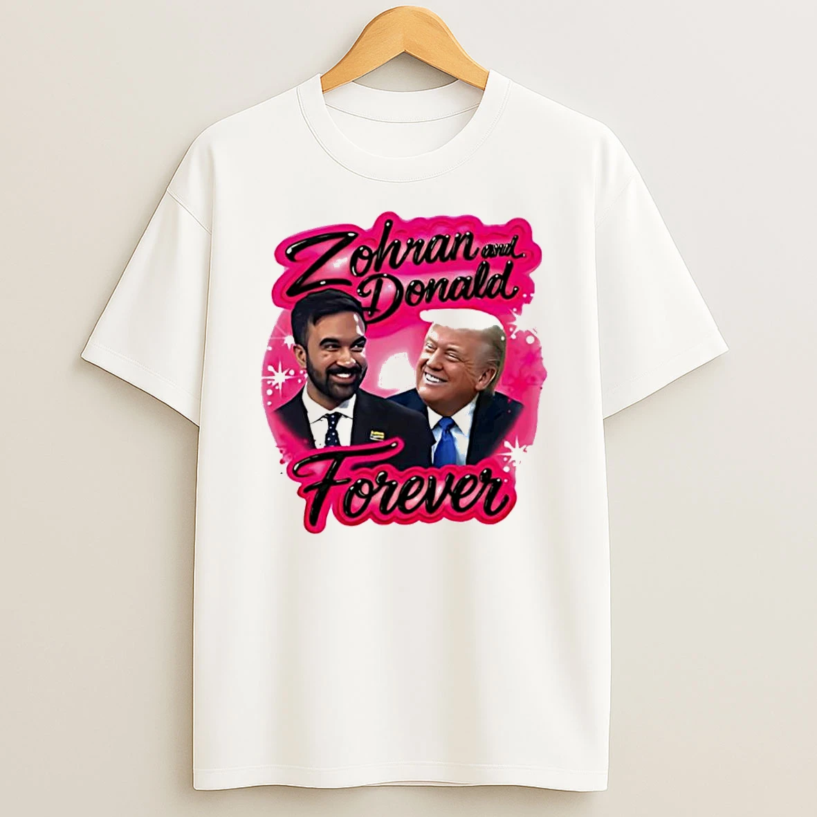 Zohran Mamdani And Donald Trump Forever Airbrush Tshirt Hoodie