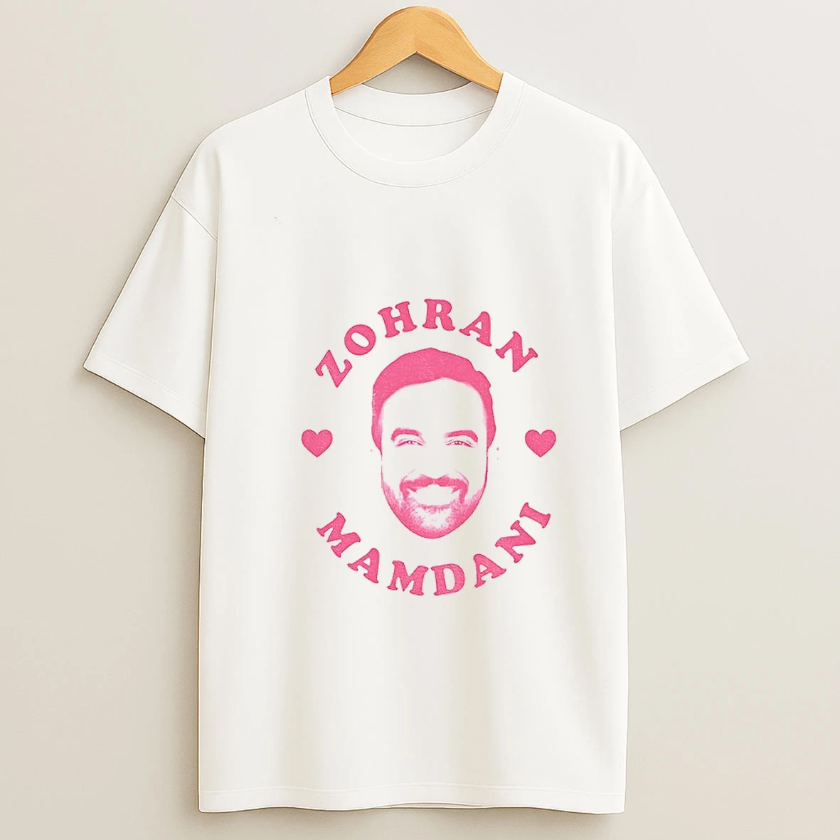 Edq2pibf Zohran Mamdani Big Face Pink Heart Nyc Mayor 2025 Political Tshirt Hoodie