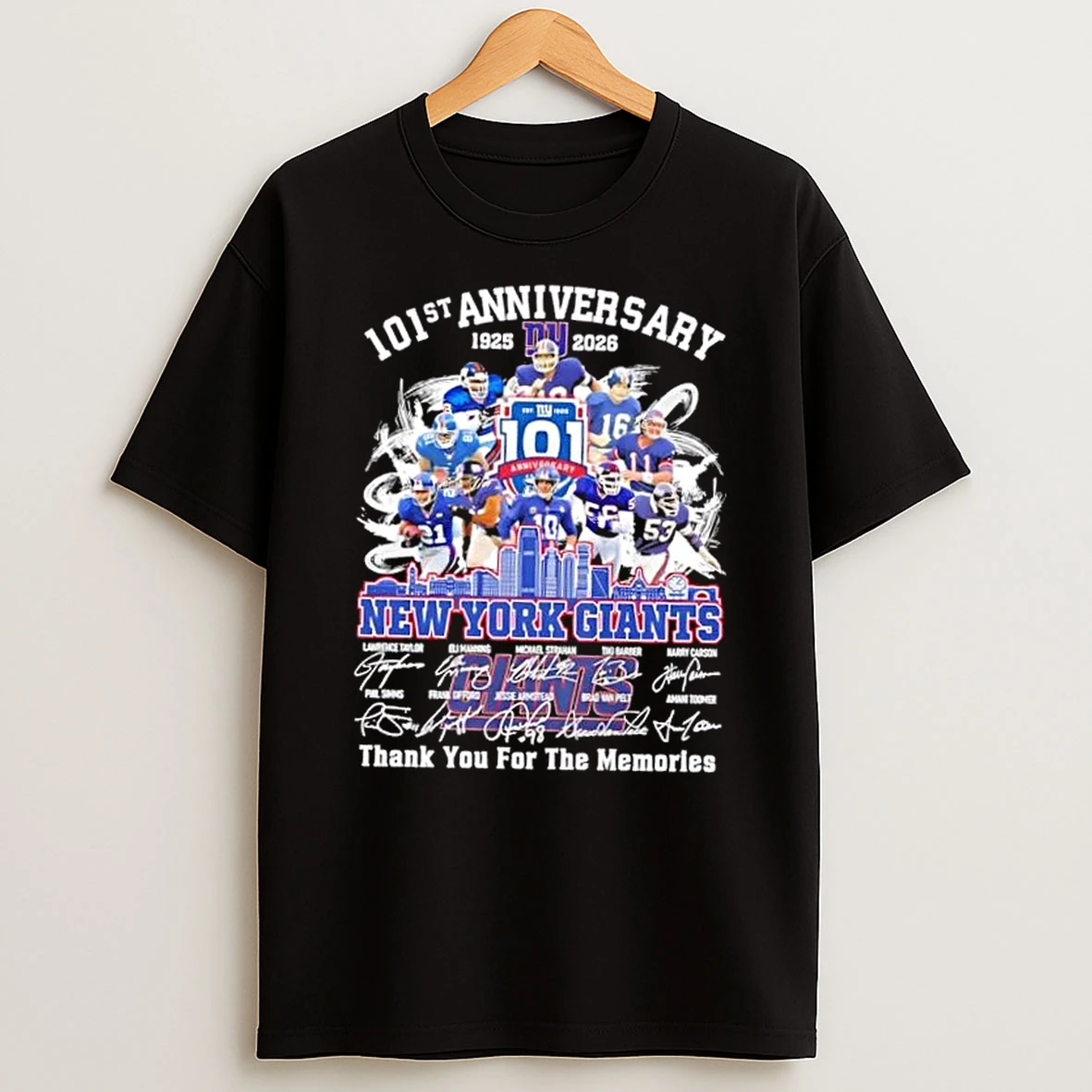 101st Anniversary 1925 2026 New York Giants Lawrence Taylor And Legends Thank You For The Memories Signatures T Shirt