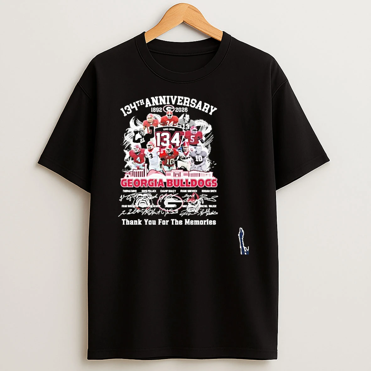 134th Anniversary Team Player Georgia Bulldogs Signature Thank You For The Memories T Shirt