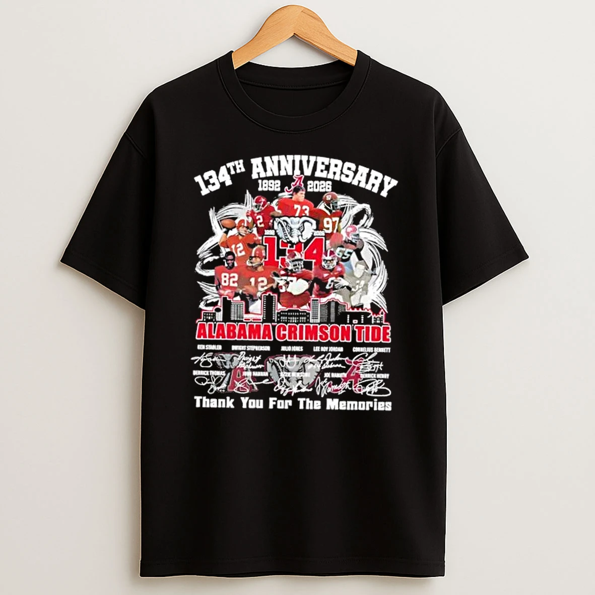 134th Anniversary 1892 2026 Alabama Crimson Tide Ken Stabler And Legends Thank You For The Memories Skyline T Shirt