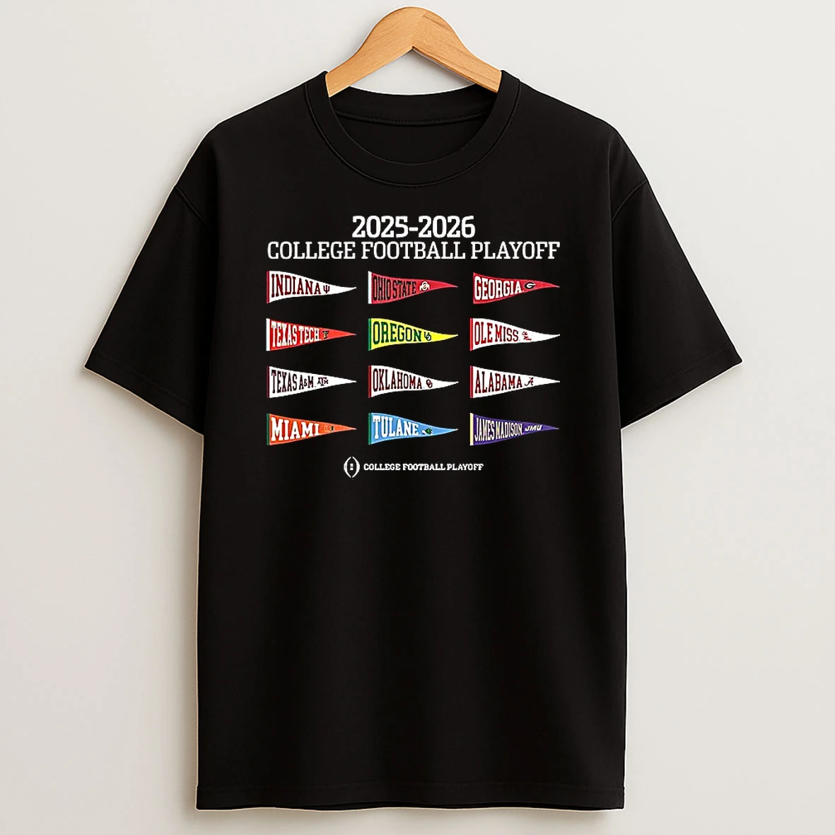 2025 2026 College Football Playoff 12 Sport Teams Pennant T Shirt