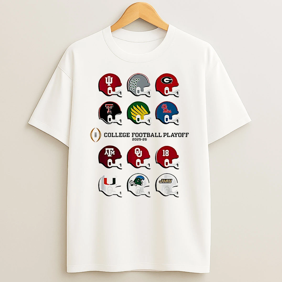 2025 2026 College Football Playoff Field Toy Team Helmets Circle T Shirt