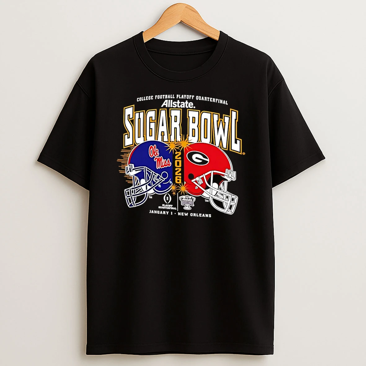 2025 26 Cfp Quarterfinal Sugar Bowl Georgia Bulldogs Vs Ole Miss Rebels T Shirt