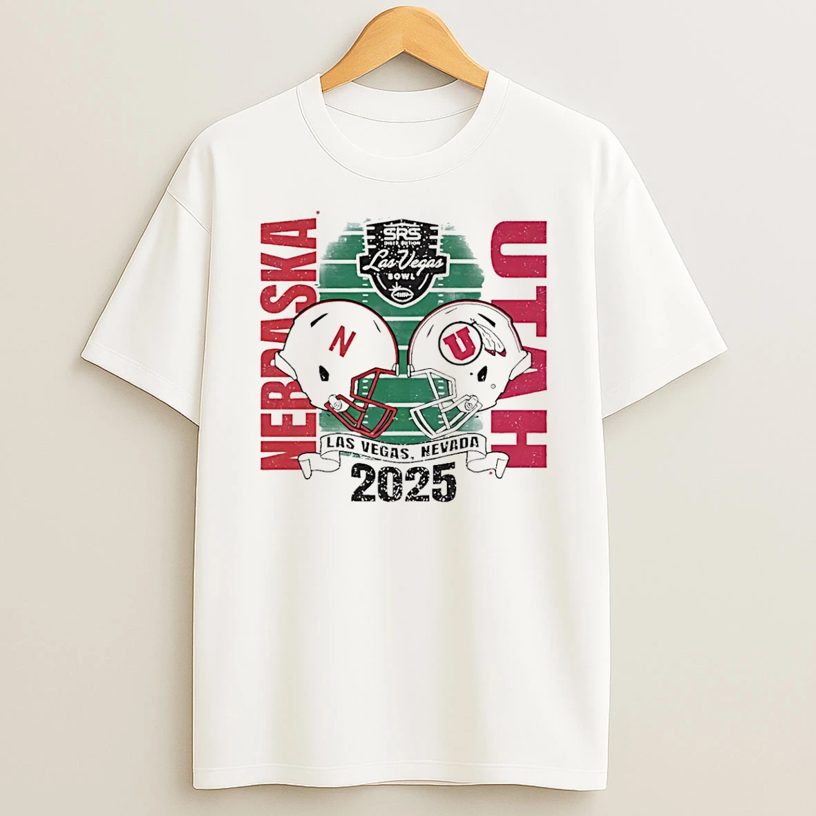 2025 26 Las Vegas Bowl Nebraska Cornhuskers Vs Utah Utes Helmets T Shirt