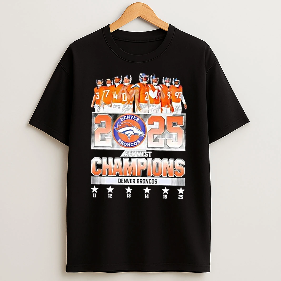 2025 Afc West Champions Denver Broncos Players Signatures T Shirt