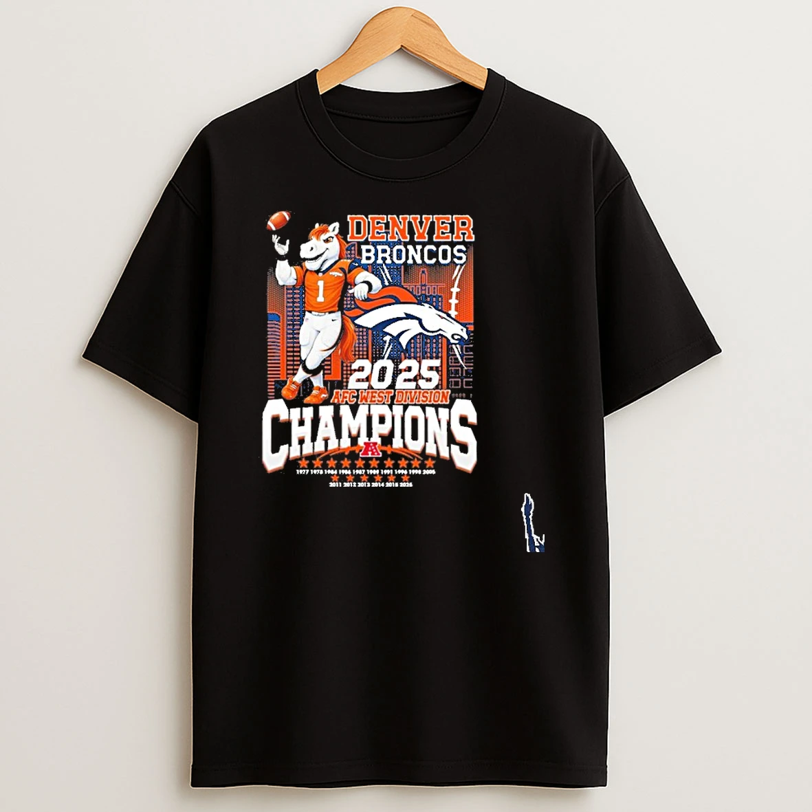 2025 Afc West Division Champions Denver Broncos Mascot T Shirt