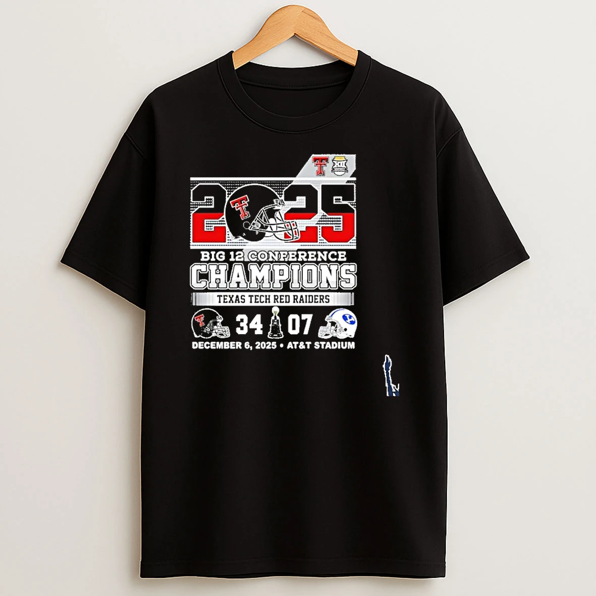 2025 Big 12 Conference Champions Texas Tech 34 7 Byu Score T Shirt