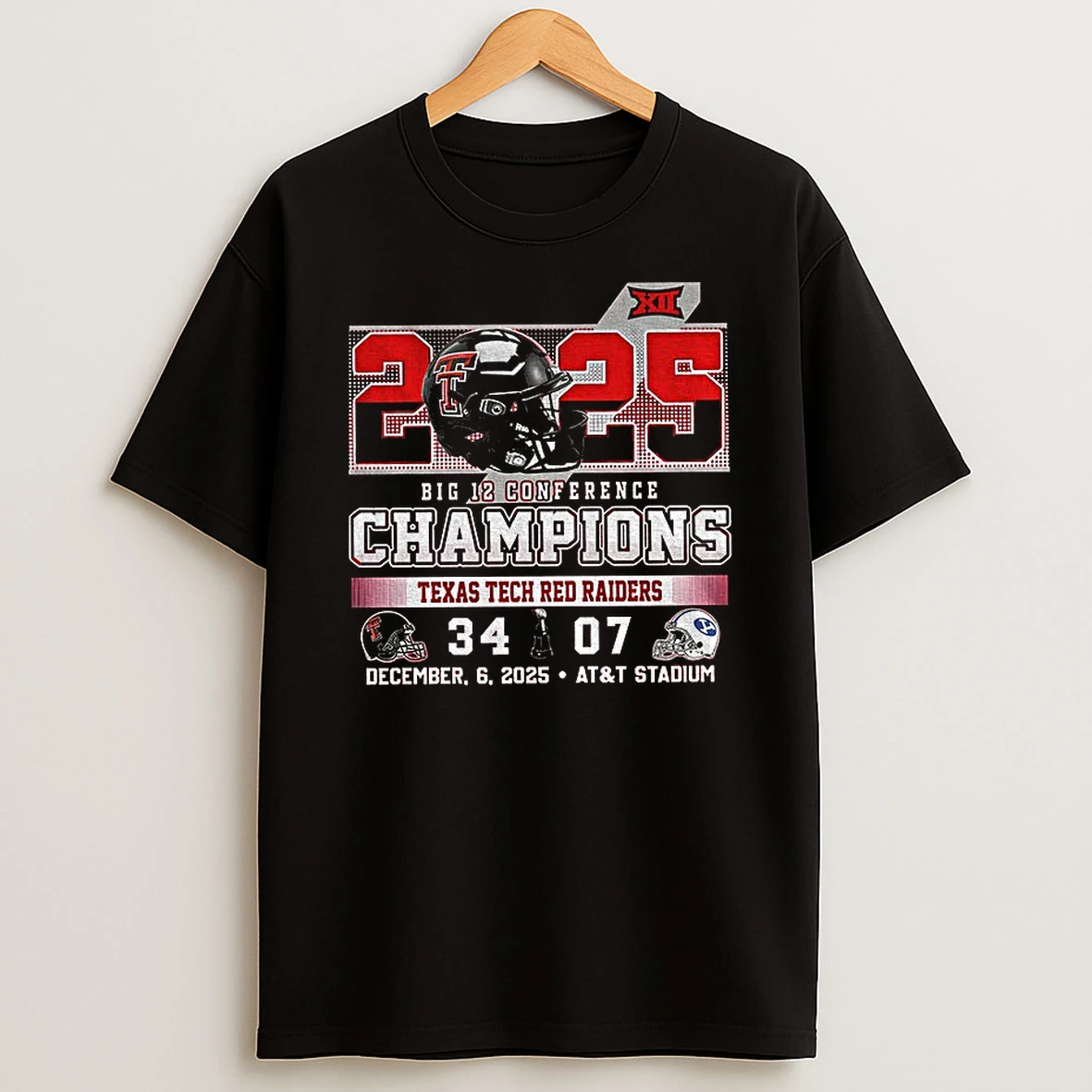 2025 Big 12 Conference Champions Texas Tech Red Raiders 34 Byu Cougars 07 T Shirt