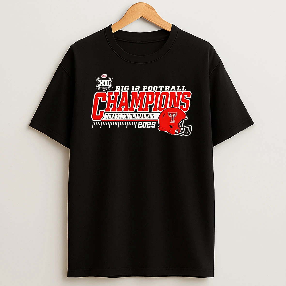 2025 Big 12 Football Champions Texas Tech Red Raiders Helmet T Shirt