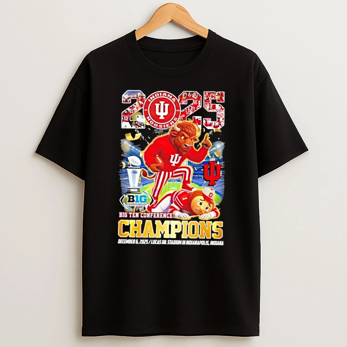 2025 Big Ten Conference Champions Indiana Hoosiers Beat Ohio State Buckeyes Mascots T Shirt