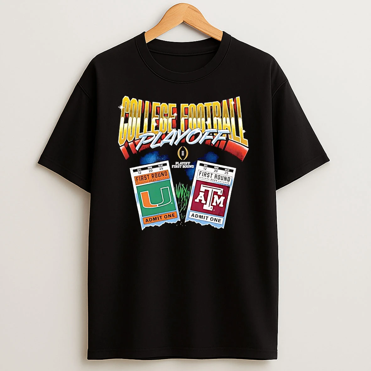 2025 Cfp First Round Texas Am Aggies Vs Miami Hurricanes T Shirt