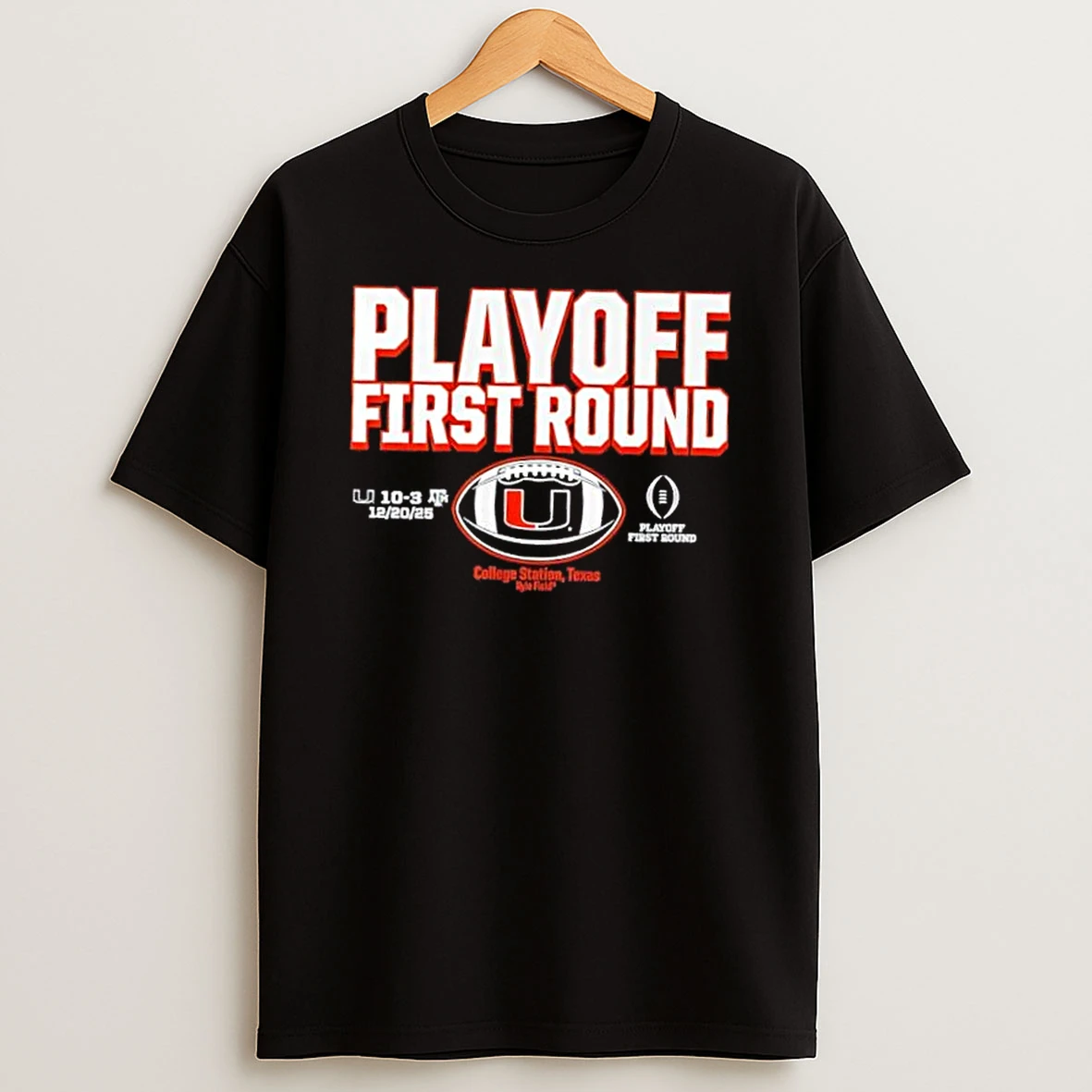 2025 Cfp First Round Winner Miami Hurricanes College Station Texas Kyle Field T Shirt