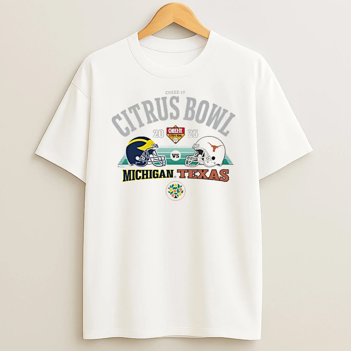 2025 Cheez It Citrus Bowl 2 Team Michigan Vs Texas Helmets T Shirt