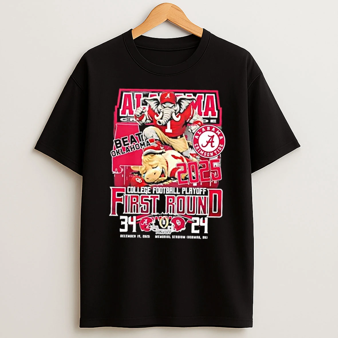 2025 College Football Playoff First Round Alabama Crimson Tide Beat Oklahoma Sooners T Shirt