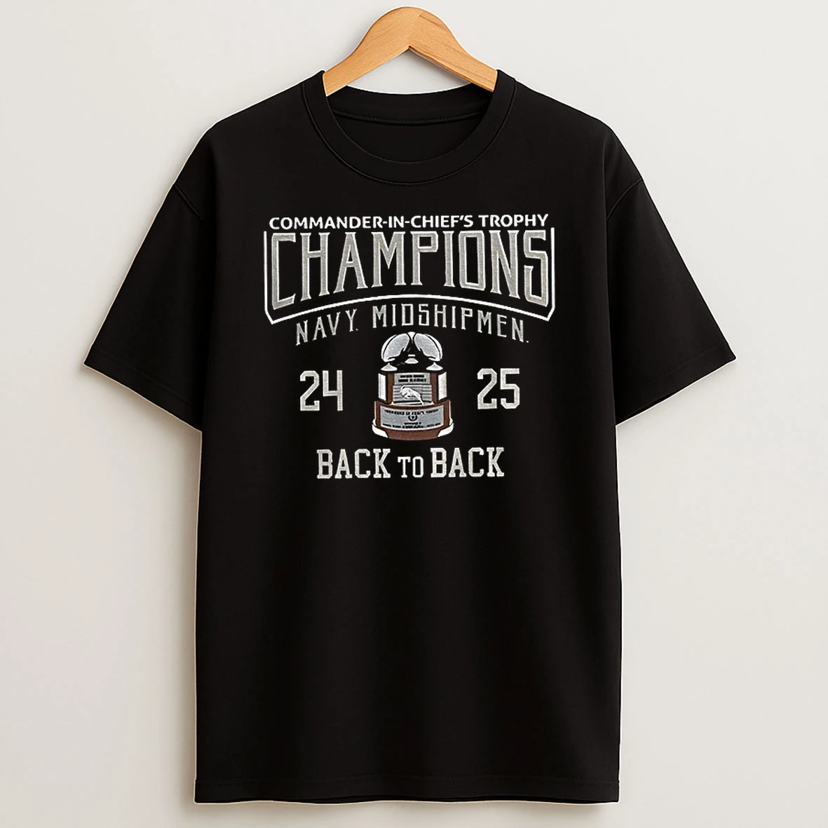 2025 Commander In Chiefs Trophy Champions Navy Midshipmen Football Back To Back T Shirt