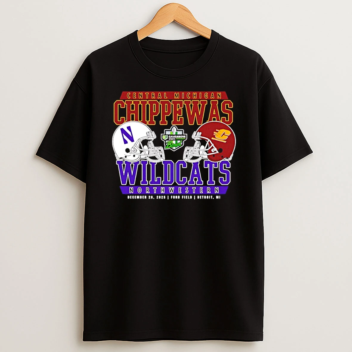 2025 Gameabove Sports Bowl Dueling Central Michigan Chippewas Vs Wildcats Northwestern T Shirt