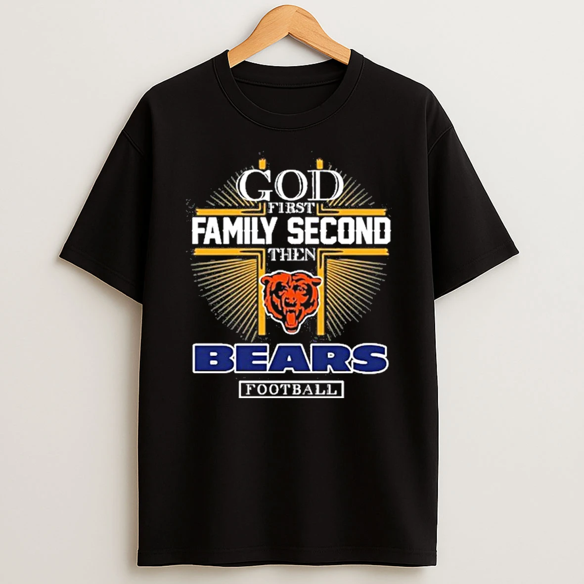 2025 God First Family Second Then Chicago Bears Football T Shirt