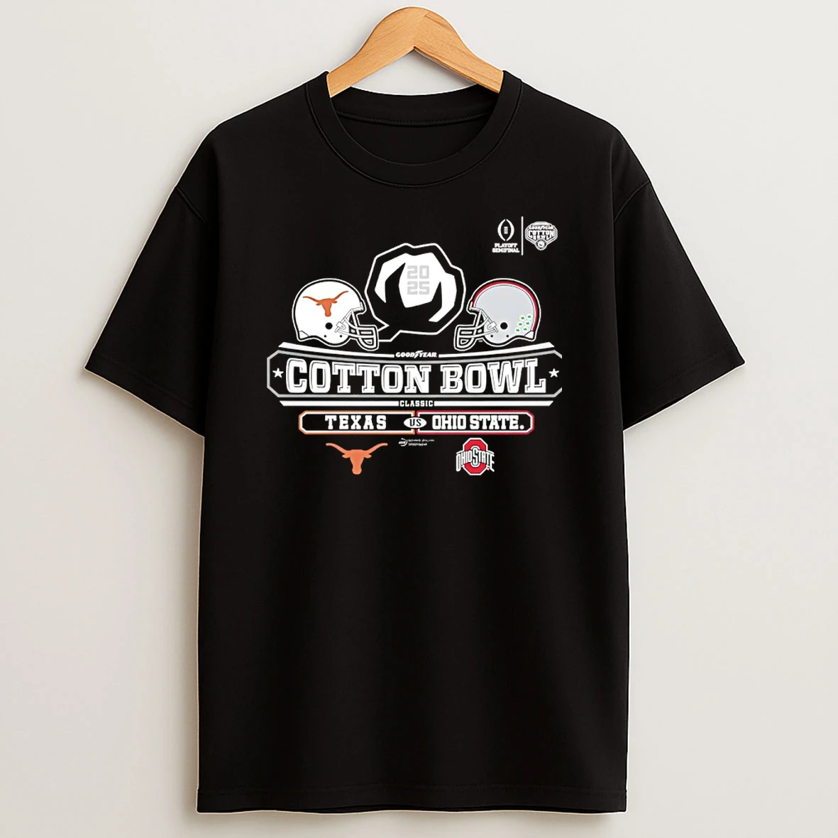 2025 Goodyear Cotton Bowl Classic 2 Team Texas Vs Ohio State T Shirt