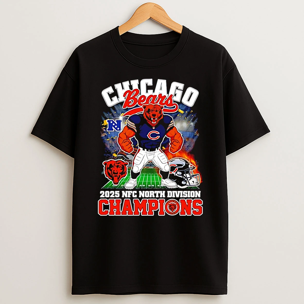 2025 Nfc North Division Champions Chicago Bears Mascot T Shirt