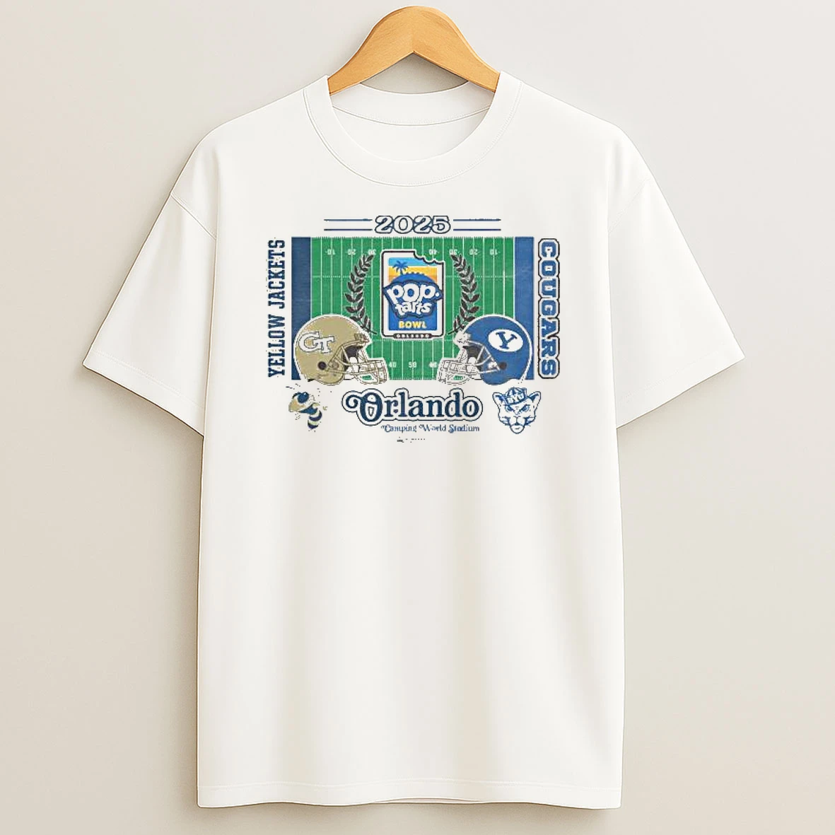 2025 Pop Tarts Bowl 2 Team Georgia Tech Yellow Jackets Vs Byu Cougars Head To Head T Shirt