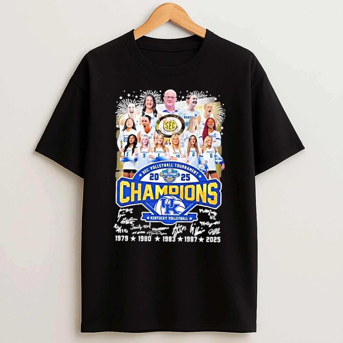 2025 Sec Volleyball Tournament Champions Kentucky Wildcats All Players Signatures T Shirt