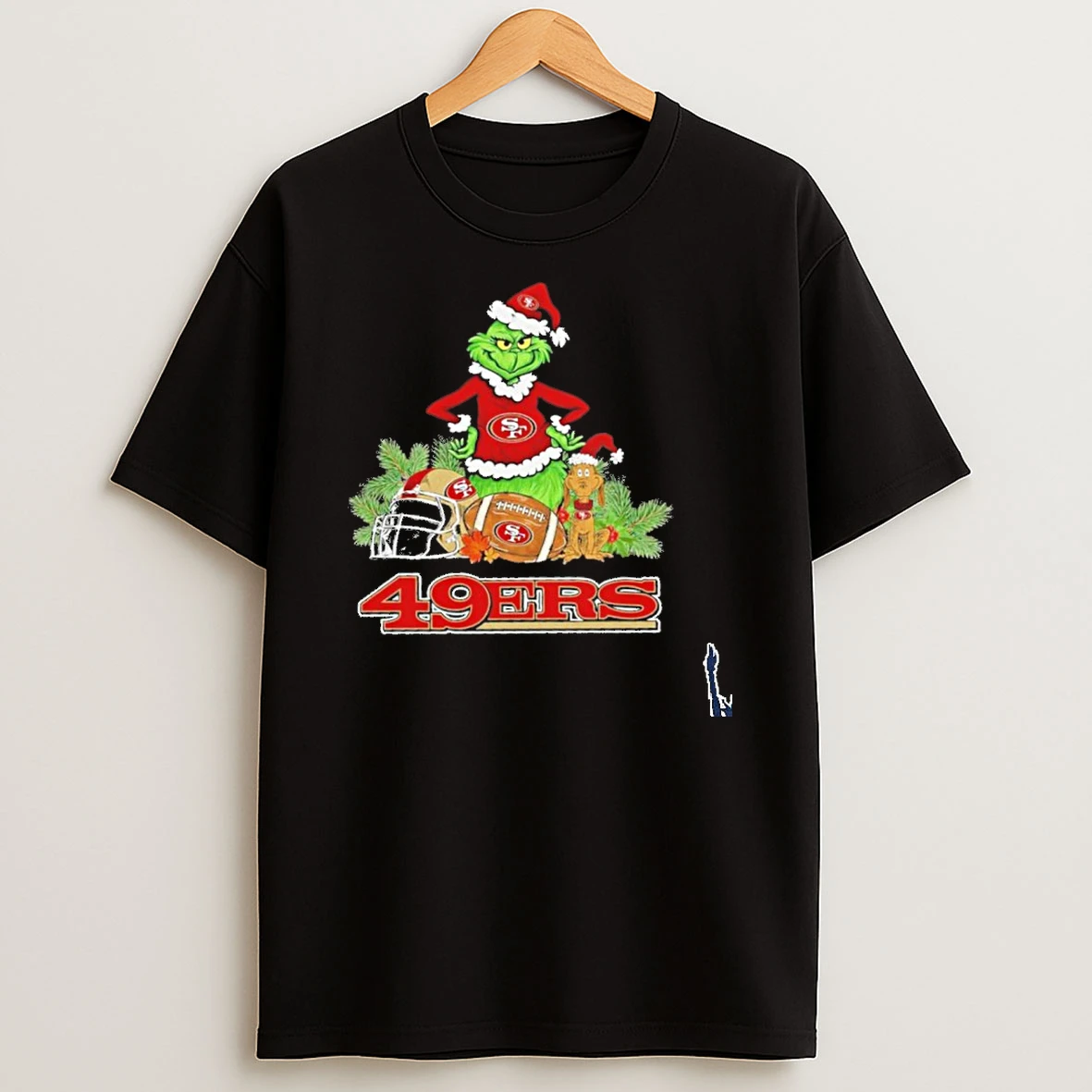 2025 Santa Grinch X Dog Ball Merry Christmas 49ers Logo T Shirt