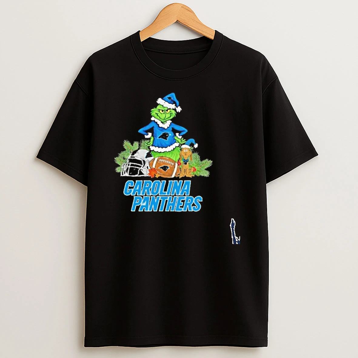 2025 Santa Grinch X Dog Ball Merry Christmas Carolina Panthers Logo T Shirt