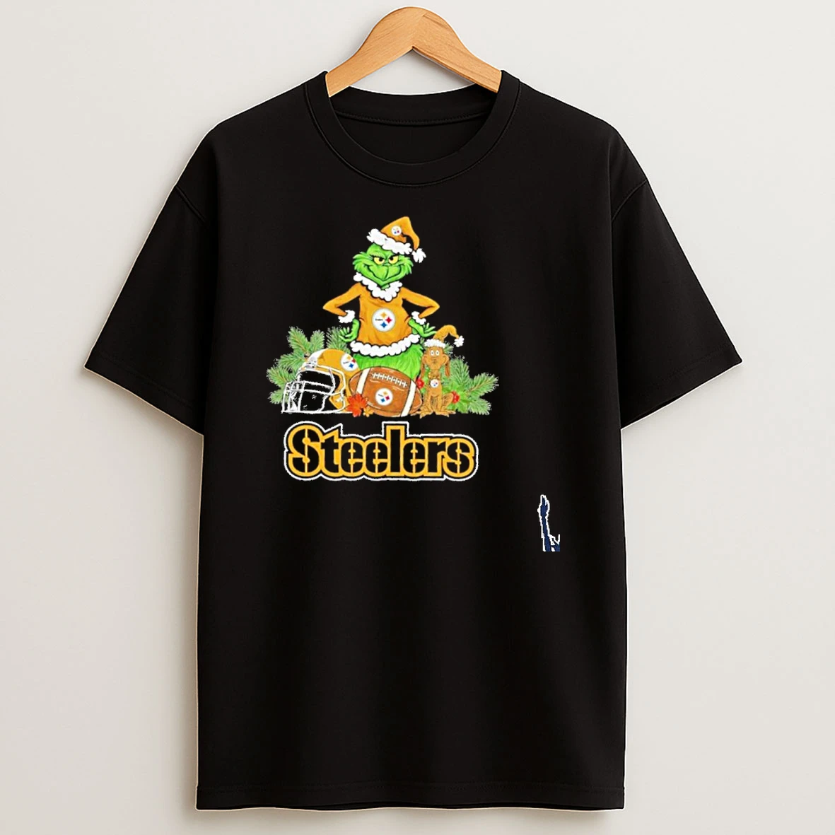 2025 Santa Grinch X Dog Ball Merry Christmas Steelers Logo T Shirt