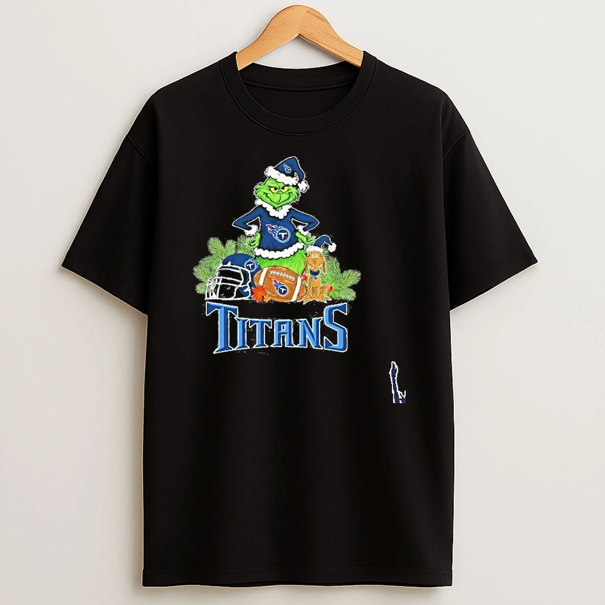2025 Santa Grinch X Dog Ball Merry Christmas Titans Logo T Shirt