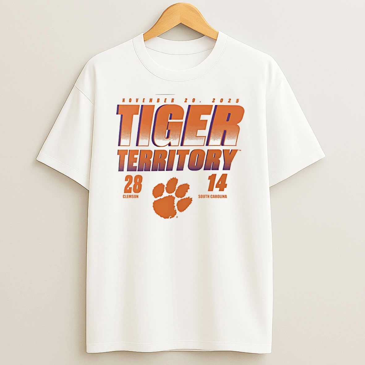 2025 Score Clemson Tigers 28 14 South Carolina Gamecocks T Shirt