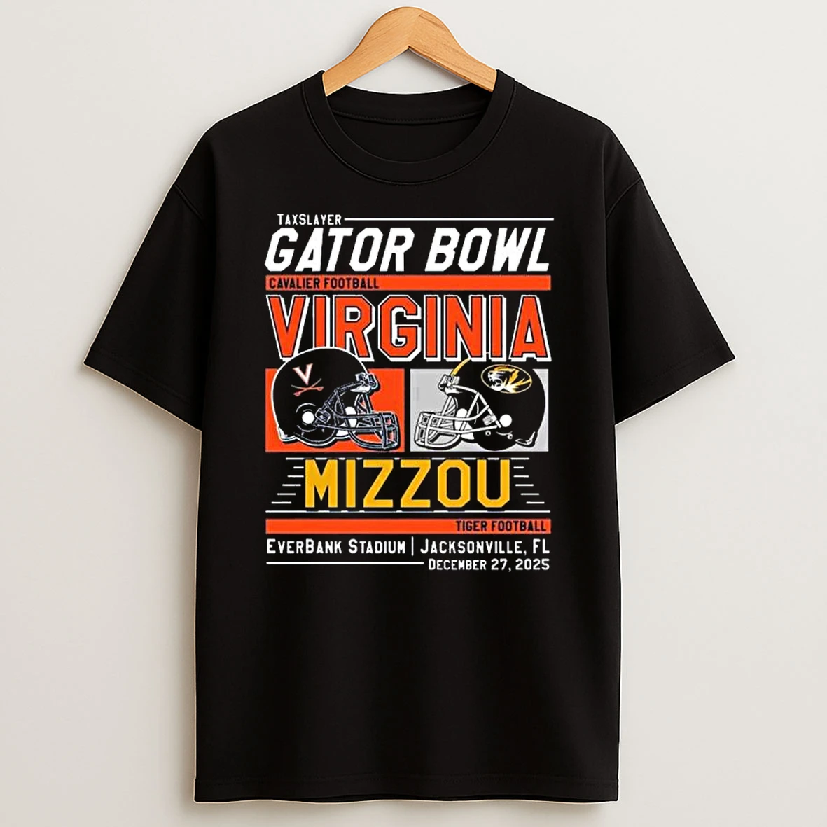 2025 Taxslayer Gator Bowl Cavalier Virginia Vs Mizzou Tiger Helmet Everbank Stadium Jacksonville Fl Dec 27 2025 T Shirt
