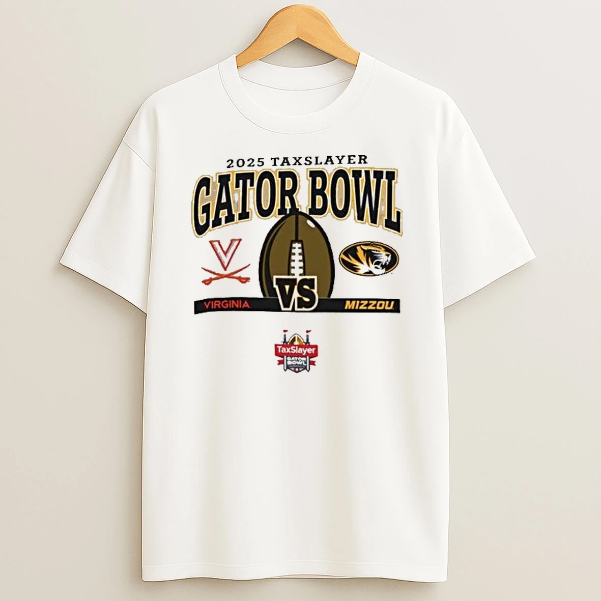 2025 Taxslayer Gator Bowl Virginia Cavaliers Vs Mizzou Tigers Logo T Shirt