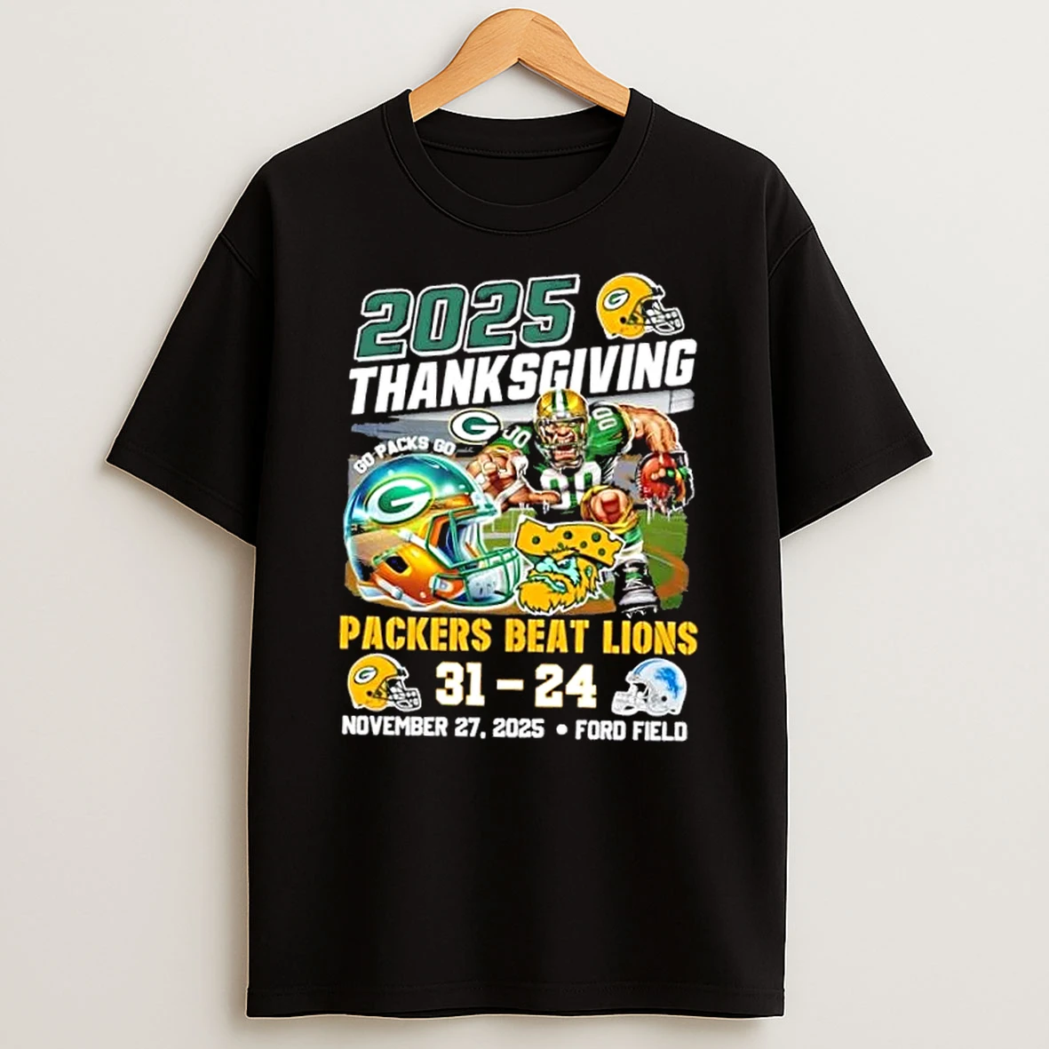 2025 Thanksgiving Green Bay Packers Beat Detroit Lions Ford Field T Shirt