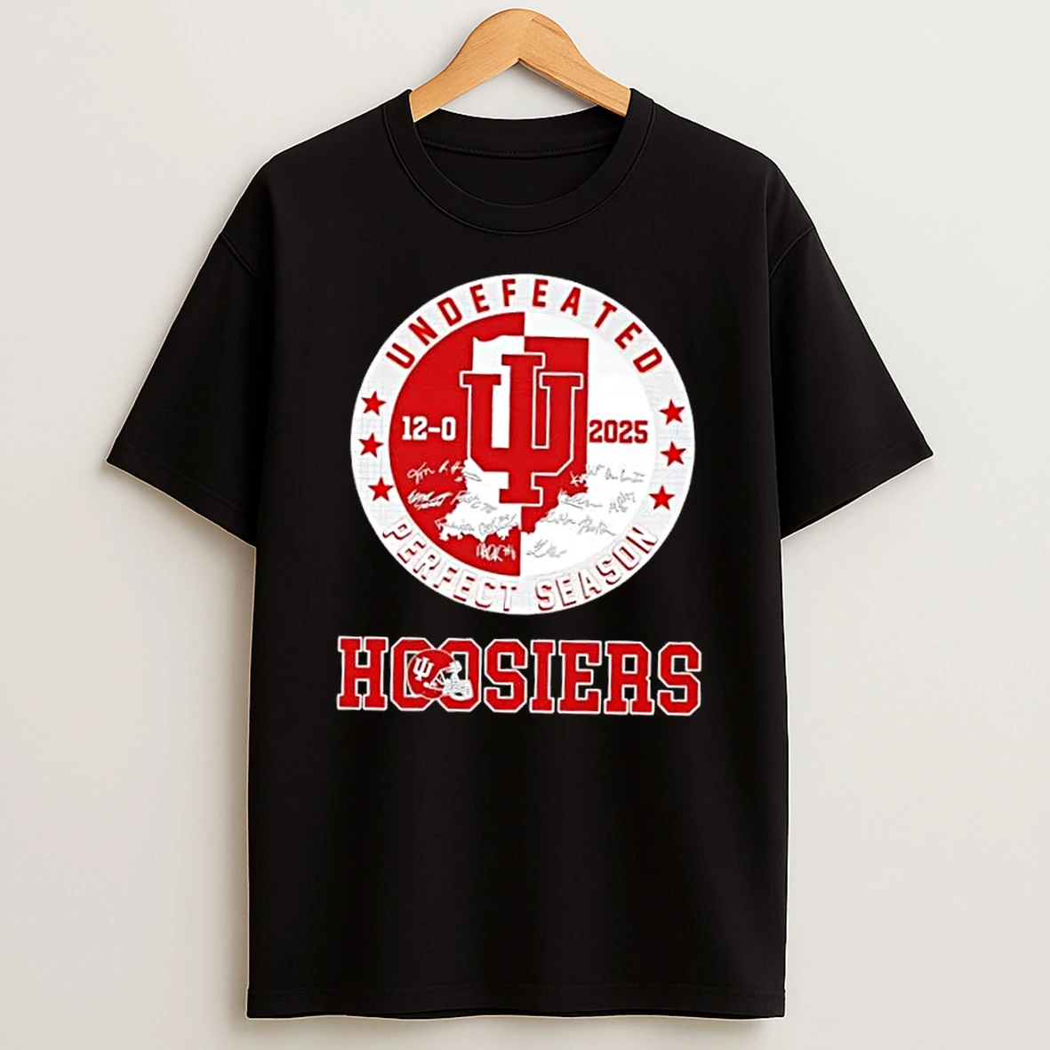 2025 Undefeated 12 0 Perfect Season Indiana Hoosiers All Signatures T Shirt